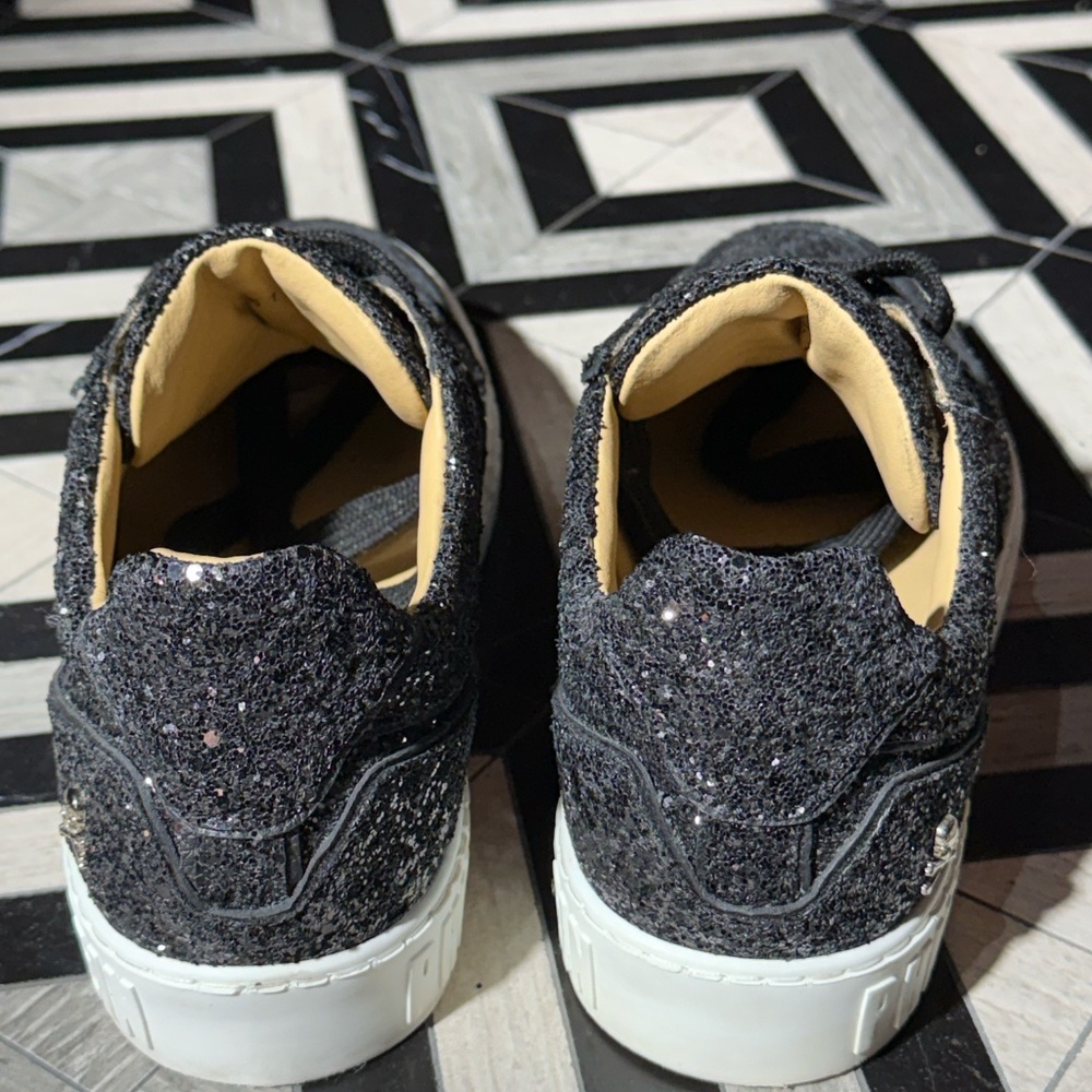 PHILIPP PLEIN‎ Black Glitter Skull Sneakers - Picture 9 of 10
